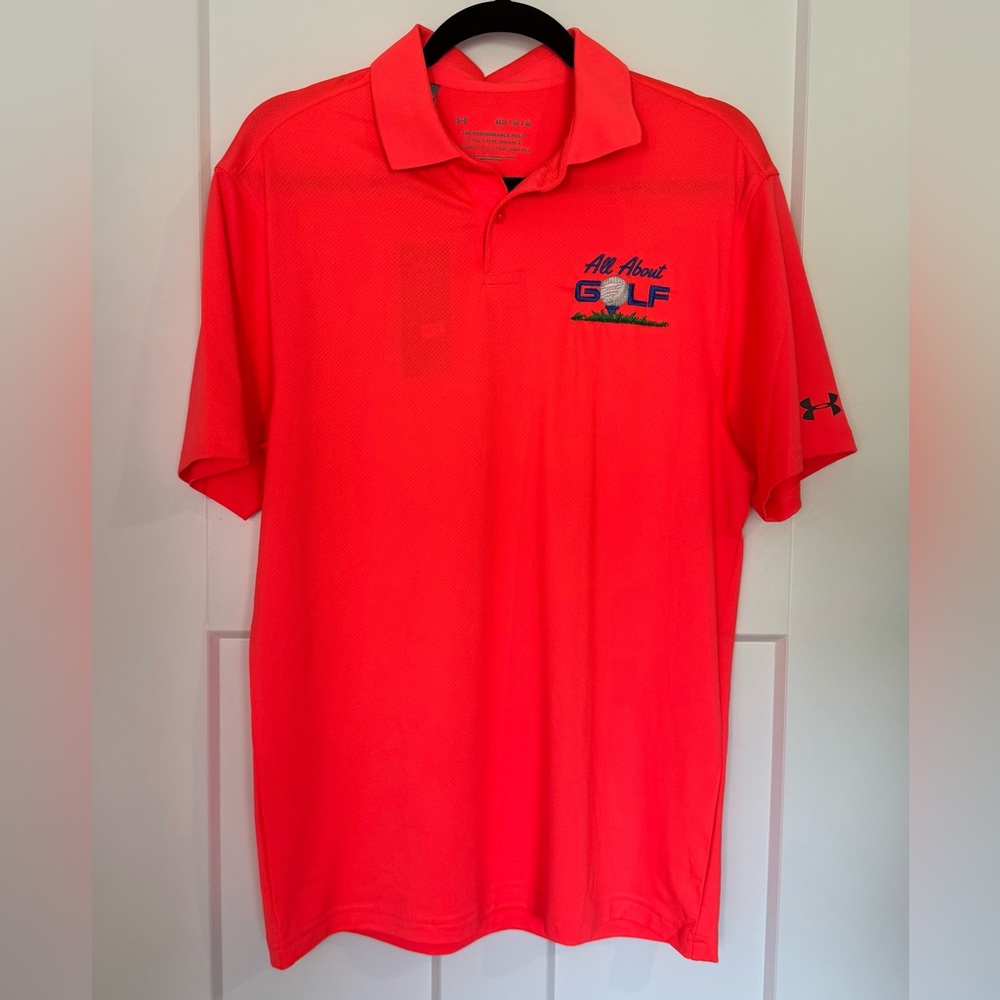 Under Armour All About Golf Performance Polo Bright Coral Size M NWT